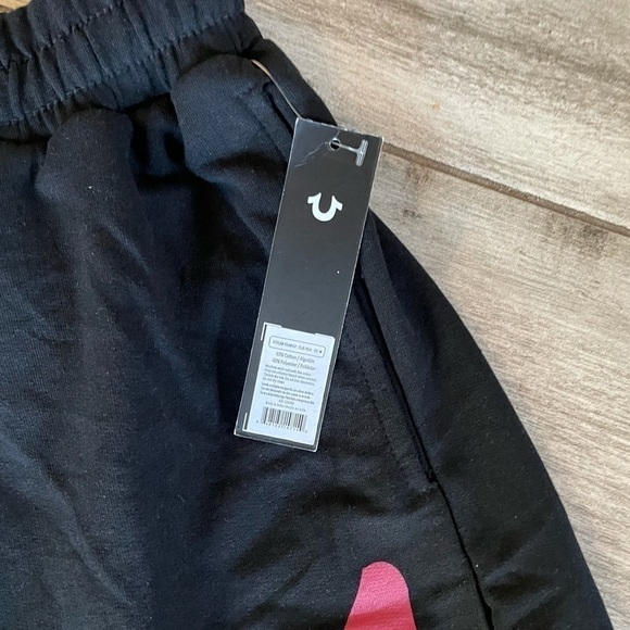 NEW Authentic True Religion Sweat Shorts Black Red - Picture 3 of 9